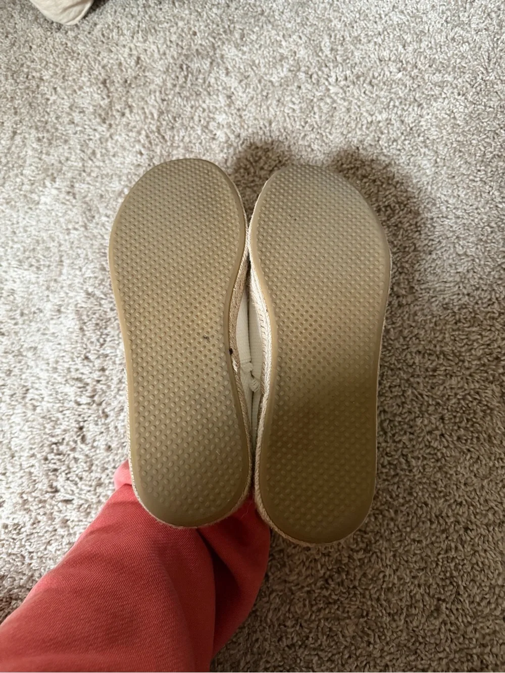 TOMS Cream Canvas Slip-On with Frayed Trim and Knot Detail